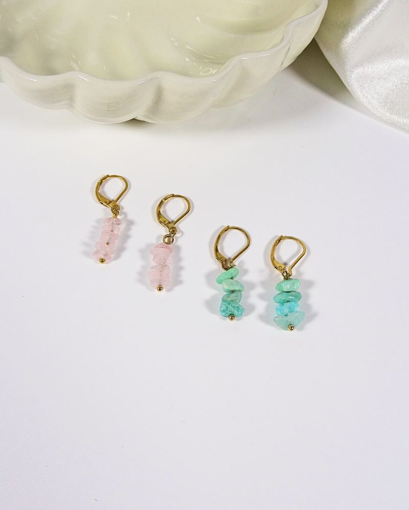 Boucles d'oreilles Riviera Quartz Rose