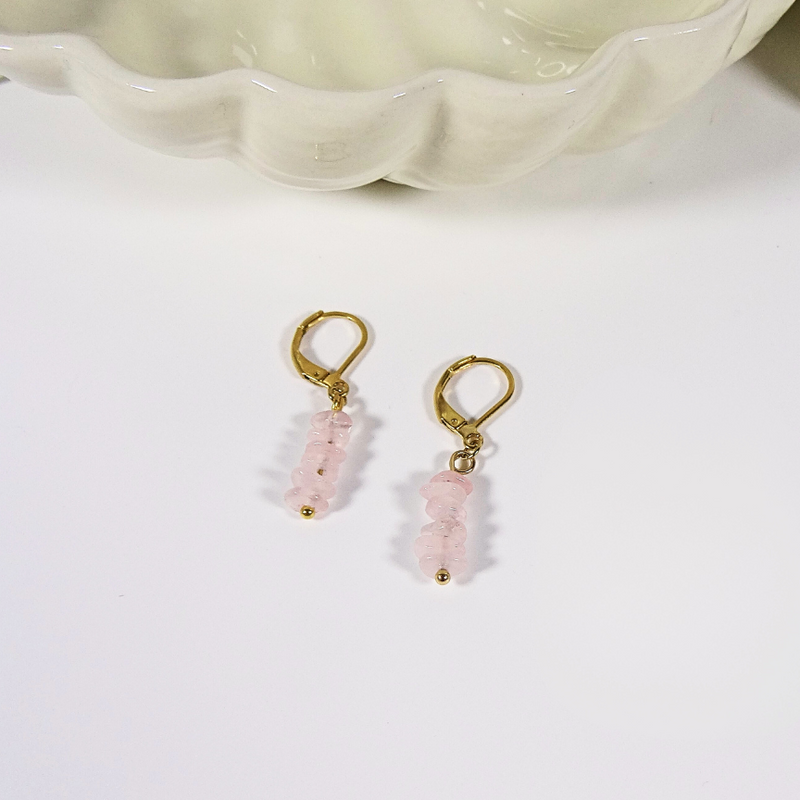 Boucles d'oreilles Riviera Quartz Rose